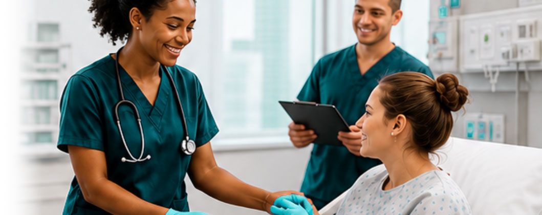 Healthcare student working with a clinical employer